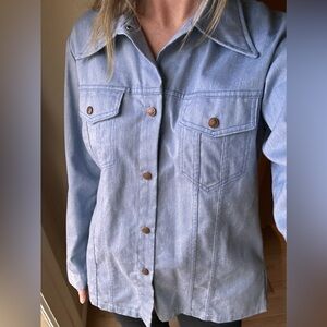 Vintage Sears 1970s western long-sleeve light blue denim shirt Large